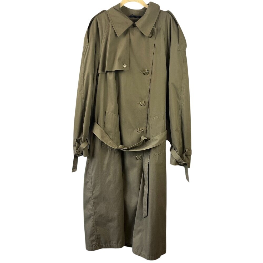 Vintage Perusal Double Breasted Trench Coat Detachable Wool Liner Size 42L Green